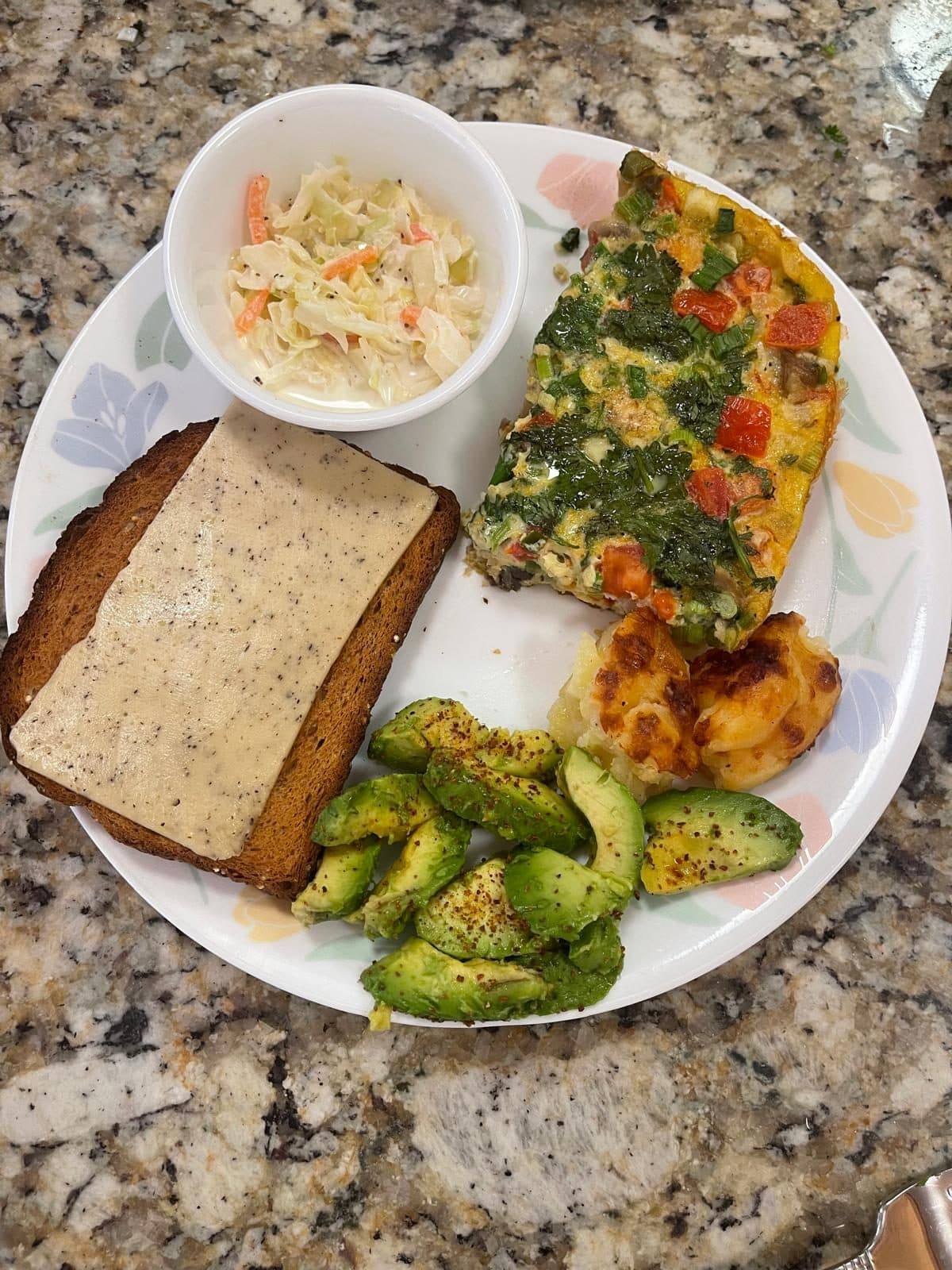 Breakfast plate with eggs and whole-grain toast