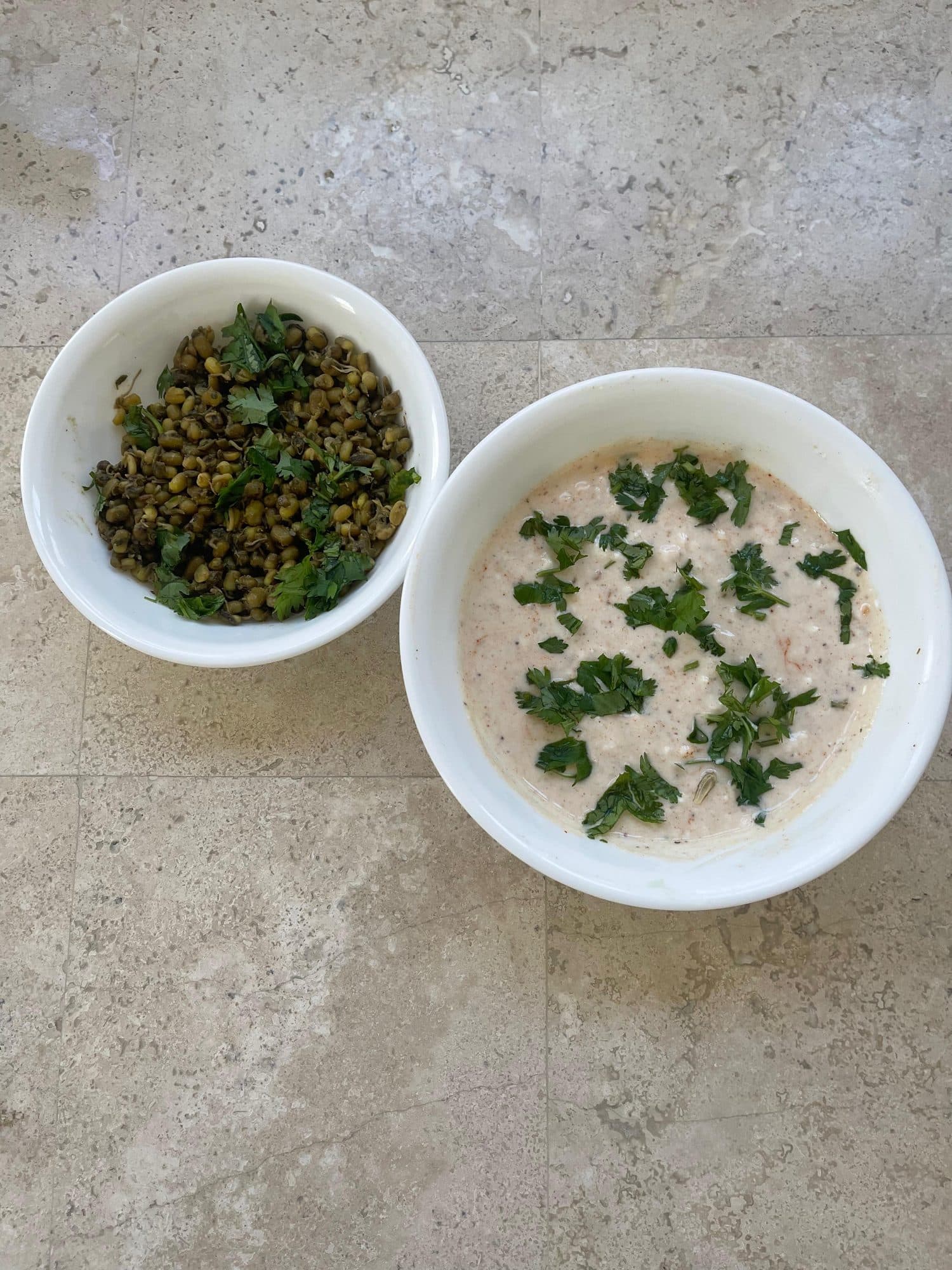 Two bowls of homemade nourishing soup